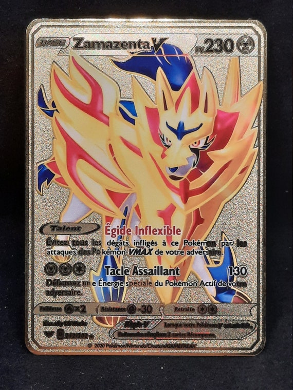 Zamazenta Gold Metal Pokemon Card 