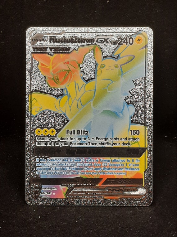 Pikachu Zekrom Gx Rainbow Plastic Silver Uv Printed Pokemon Etsy Nederland