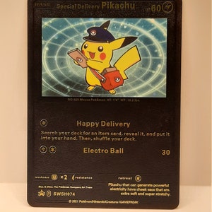 Special Delivery Pikachu Plastic Black UV Printed Pokemon Card - Etsy