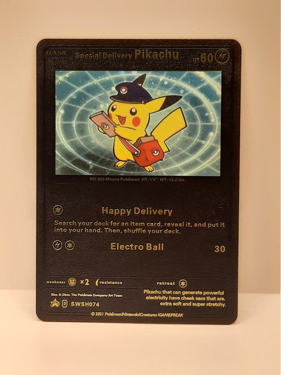 special delivery pikachu pokemon card Special Delivery Pikachu Gold Foil Pokemon Card Promo SWSH074