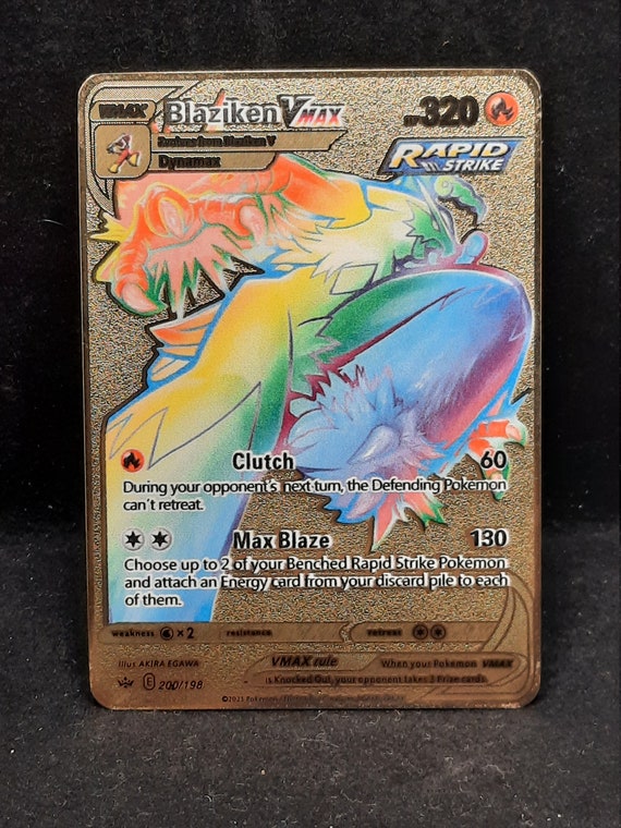 Blaziken VMAX Rainbow Gold Metal Pokemon Card Etsy UK