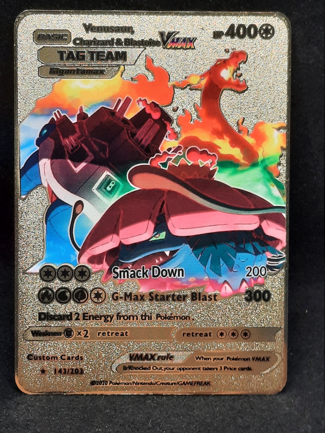 Venusaur, Charizard & Blastoise VMAX Gigantamax Gold Metal Pokemon Card Etsy