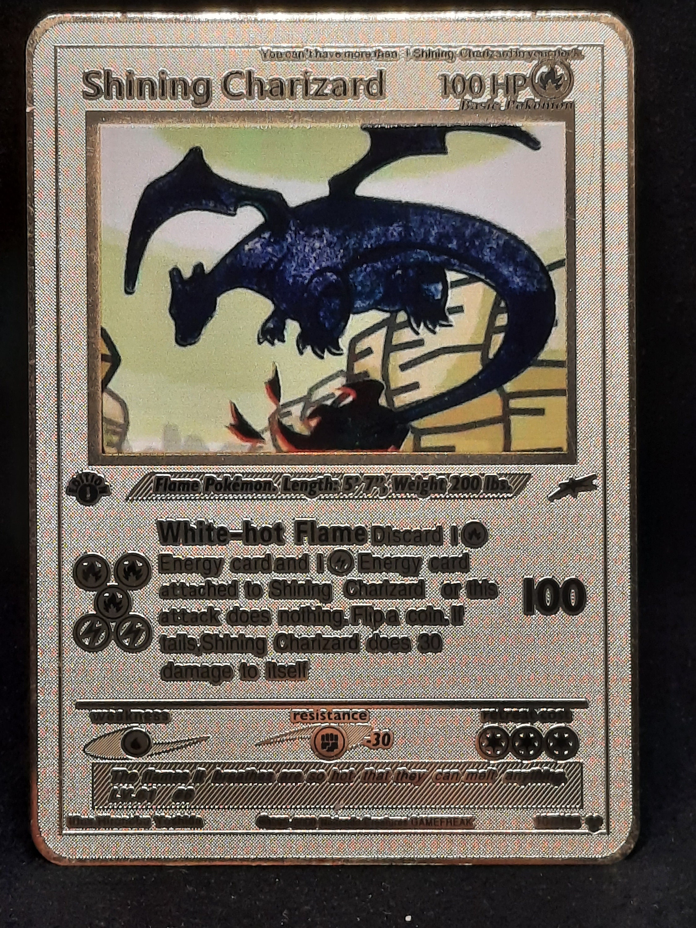 Metal Gold Pokemon Shining Charizard Trading Card France