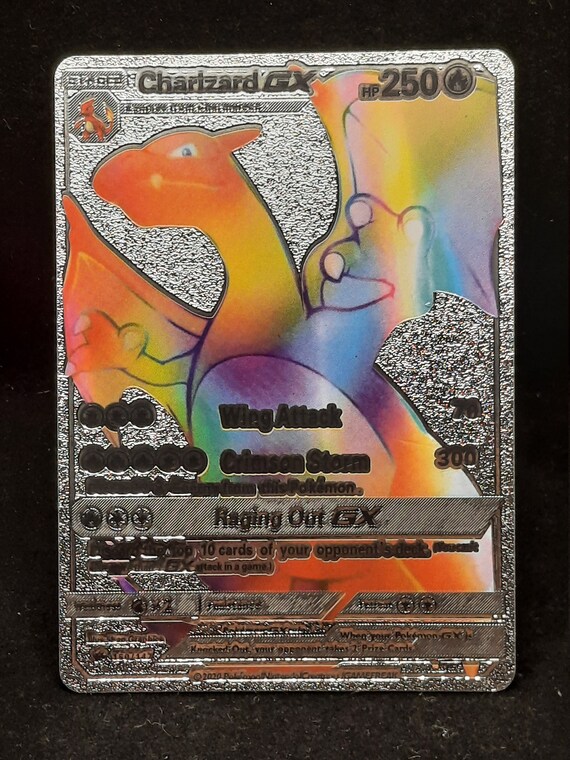Charizard Gx Rainbow Plastic Silver Uv Printed Pokemon Card Etsy Uk