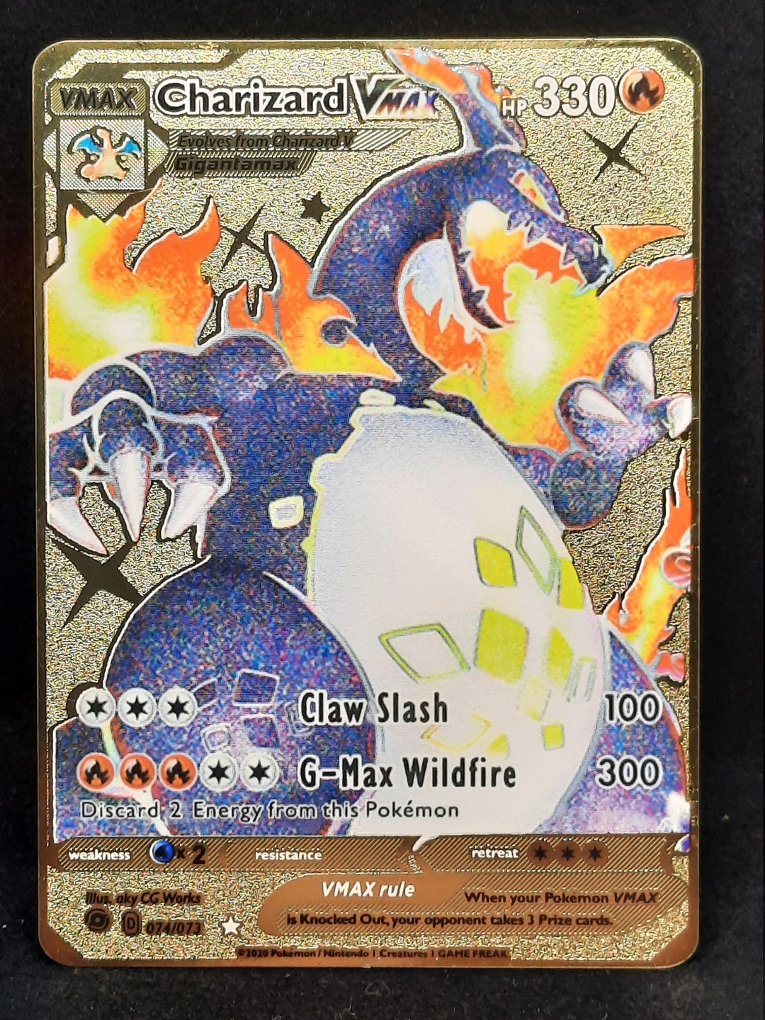 Charizard VMAX Shiny Gold Metal Pokemon Card - Etsy 日本