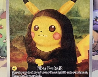 Mona Pika Mona Lisa Pikachu Gold Metal Pokemon Card Leonardo Da