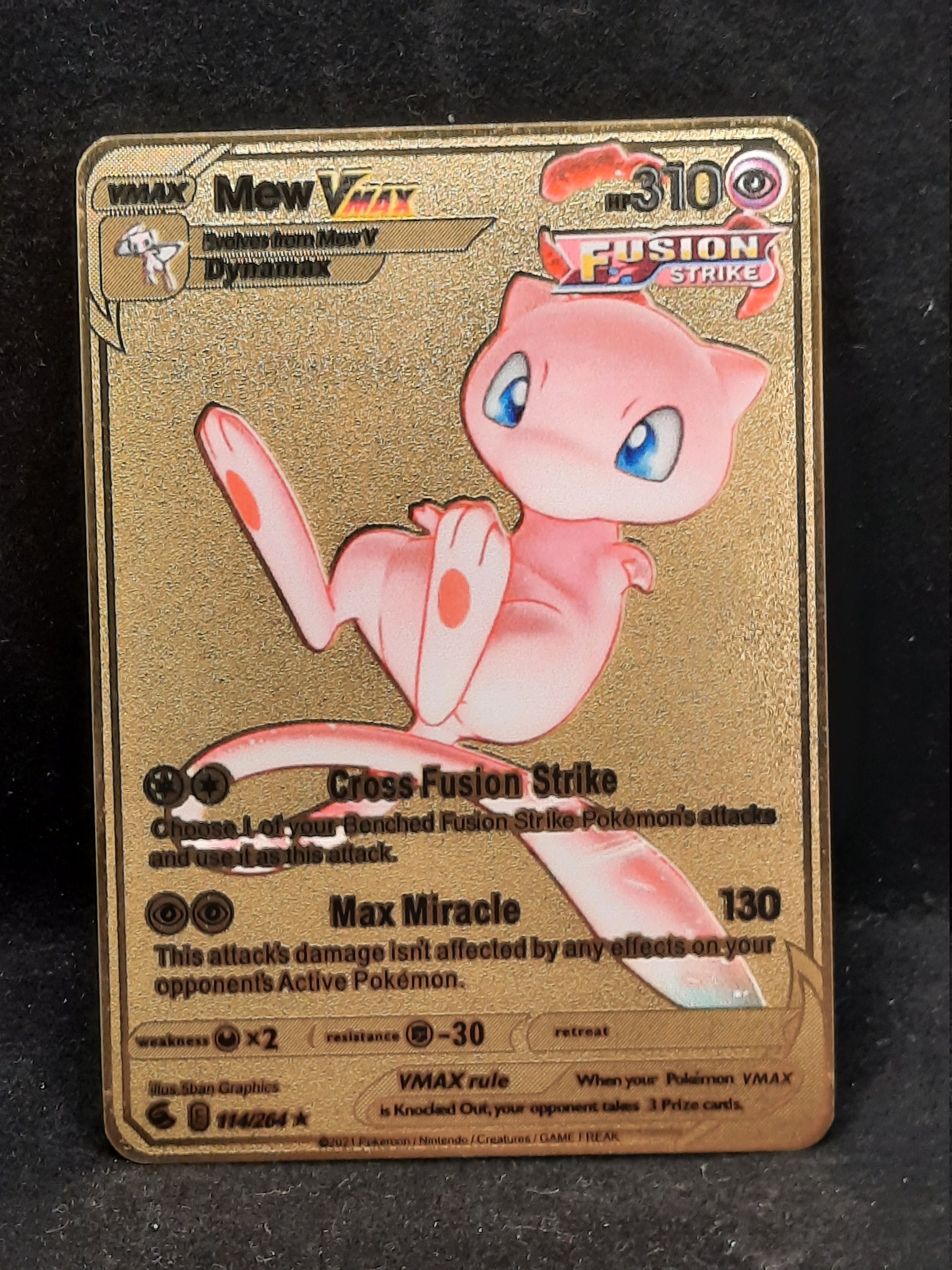 2021 New Pokemon Mewtwo Metal Cards Gold Mew V Pikachu Vmax