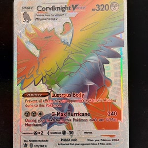 Corviknight VMAX Rainbow Shiny Holographic UV Printed Plastic Card