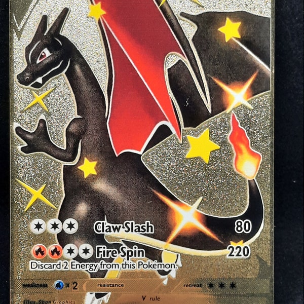 Charizard V Champion's Path Shiny Gold Metal Pokemon Card