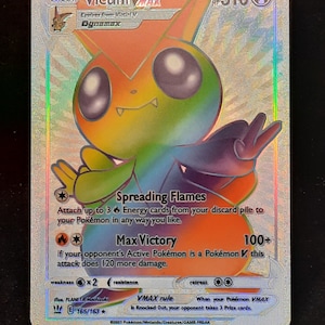 Victini VMAX Rainbow Shiny Holographic UV Printed Plastic Card