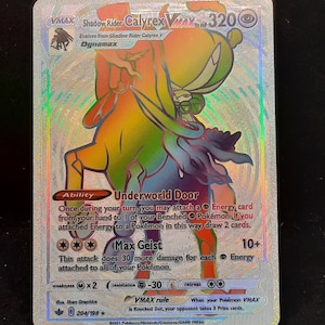 Shadow Rider Calyrex VMAX Rainbow Shiny Holographic UV Printed Plastic Card