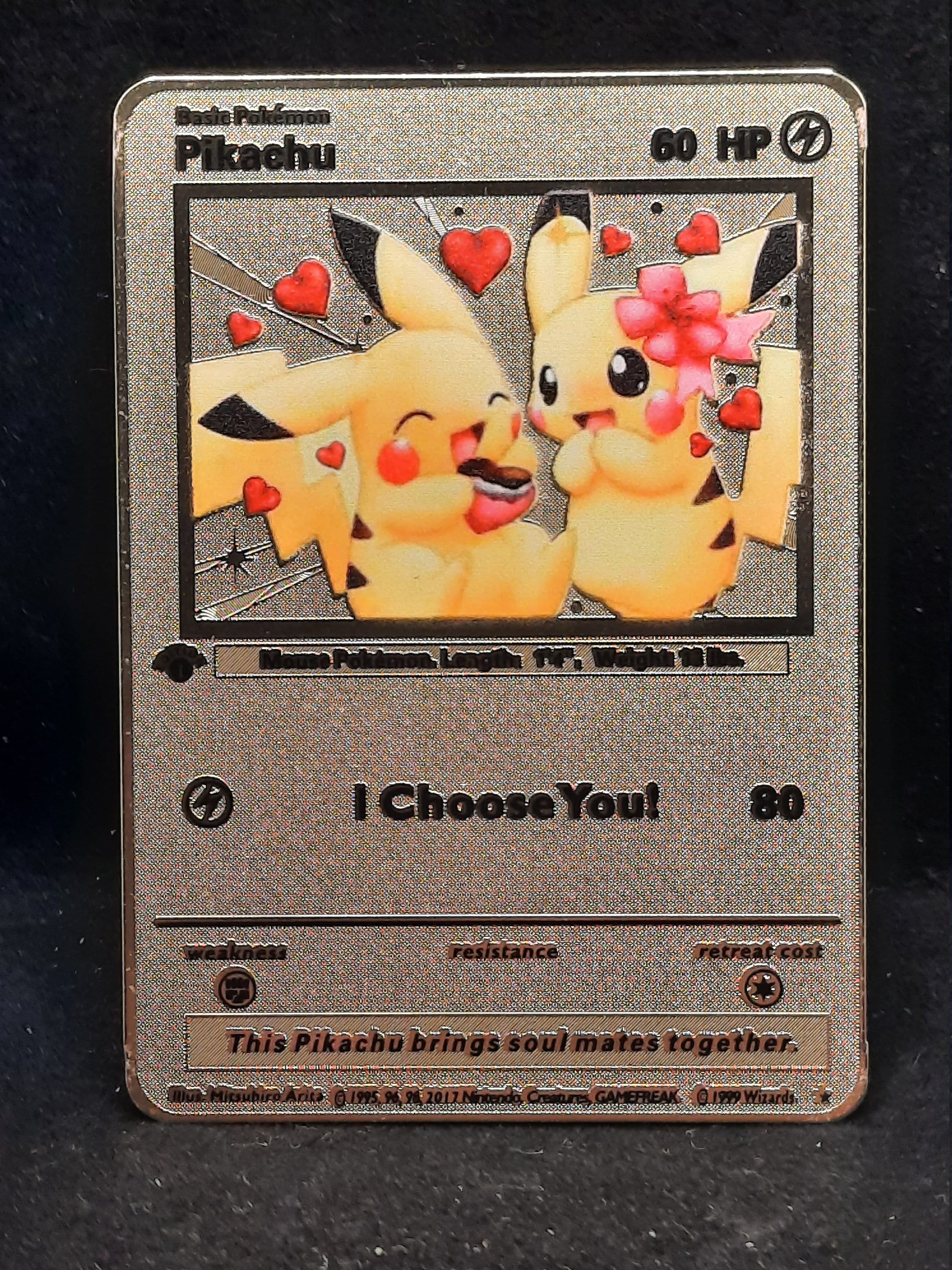 Pikachu I Choose You! #2 Gold Metal Pokemon Valentine's Day Card Romantic