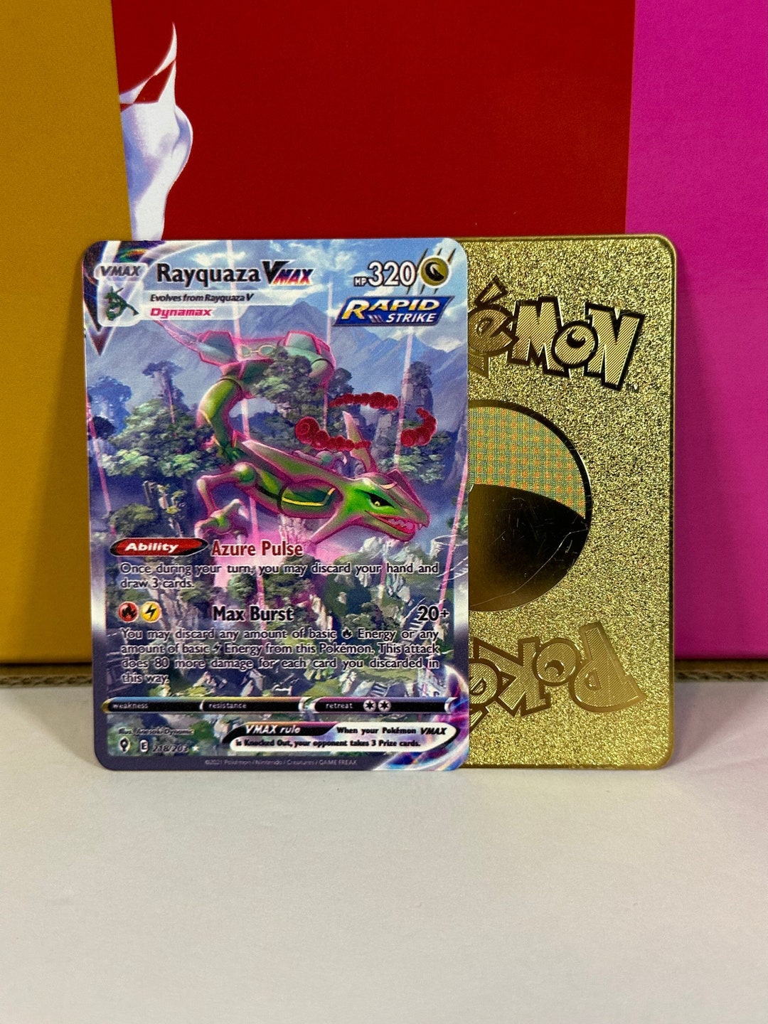 Rayquaza VMAX Alternate Art Secret Gold Metal Pokemon Card Etsy