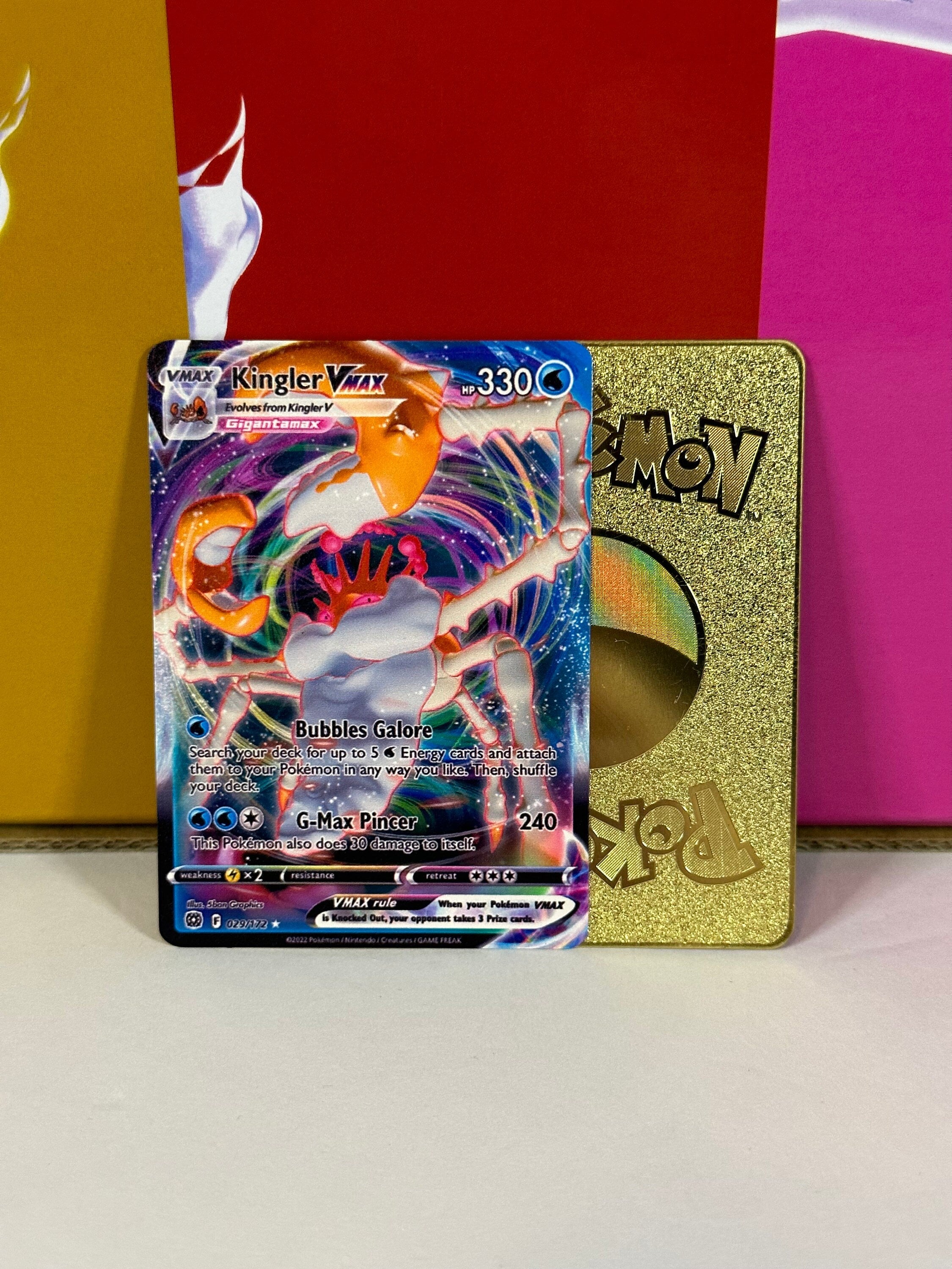Kingler VMAX Gold Metal Pokemon Card