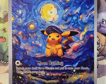 Pikachu With the Starry Night Gold Metal Pokemon Card Van Gogh