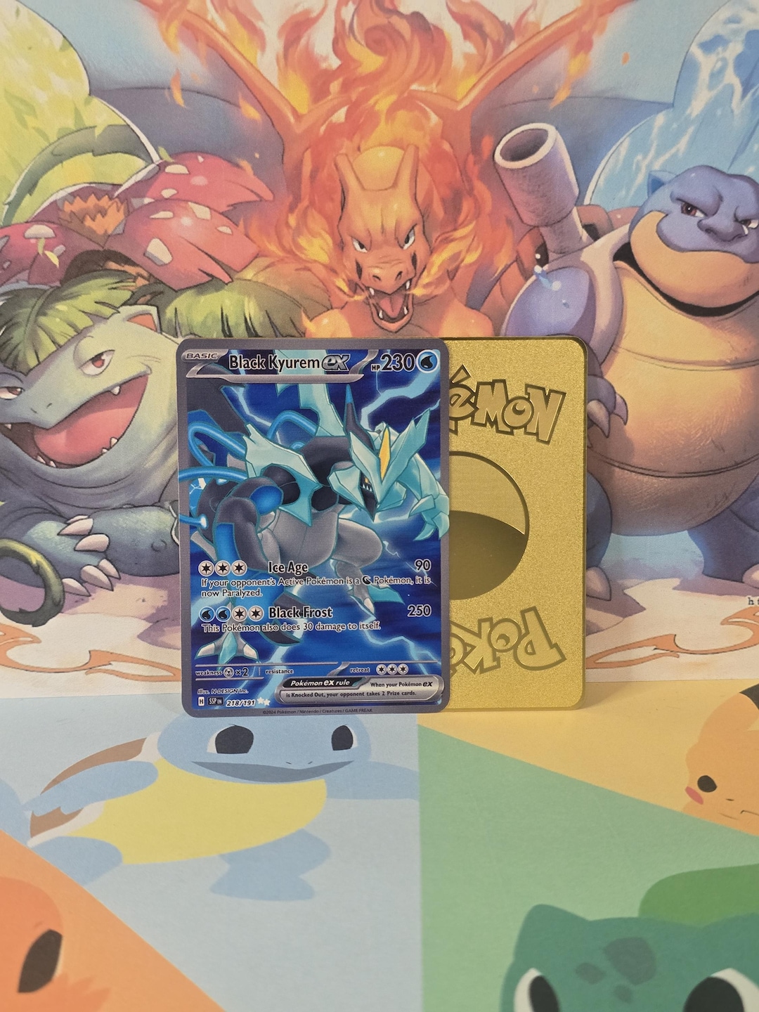 218 191 pokemon card Kyurem Noir ex 218/191 Full Art Secrète - Ultraboost X Écarlate et Violet 8  Étincelles Déferlantes