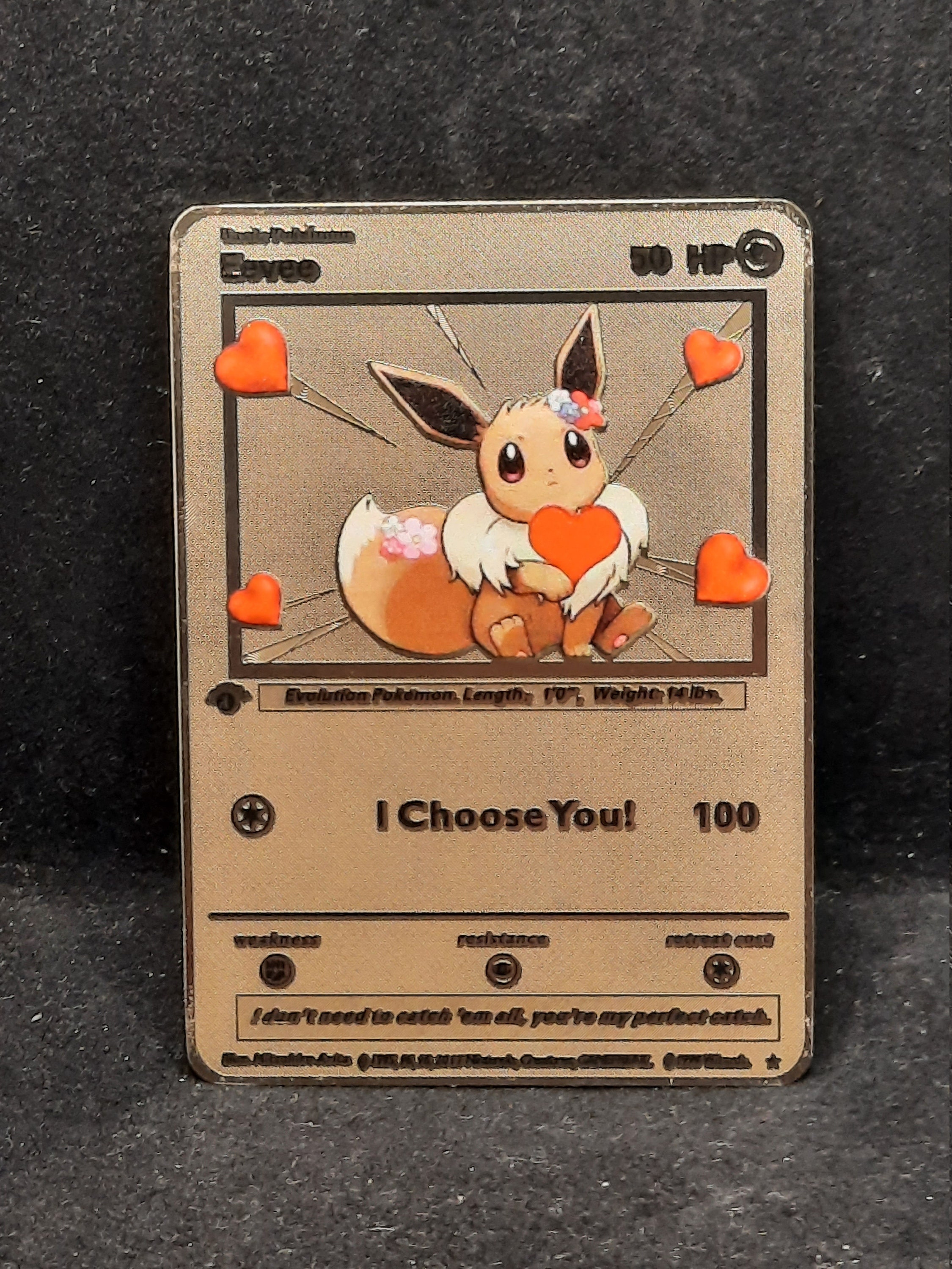 Pokemon Gold Metal Card Pikachu Choose Eevee