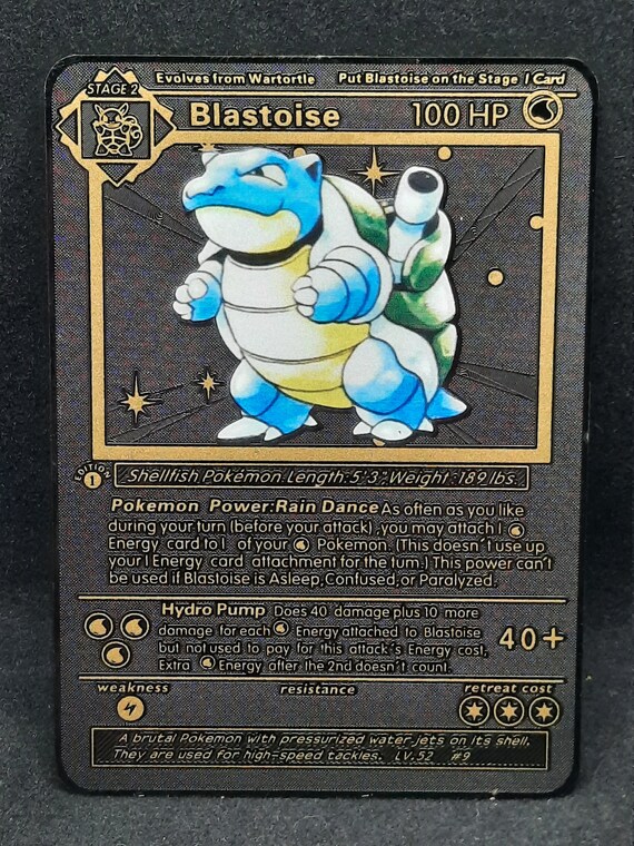 Blastoise 1st Edition Base Set Black Gold Metal Pokemon Card - Etsy