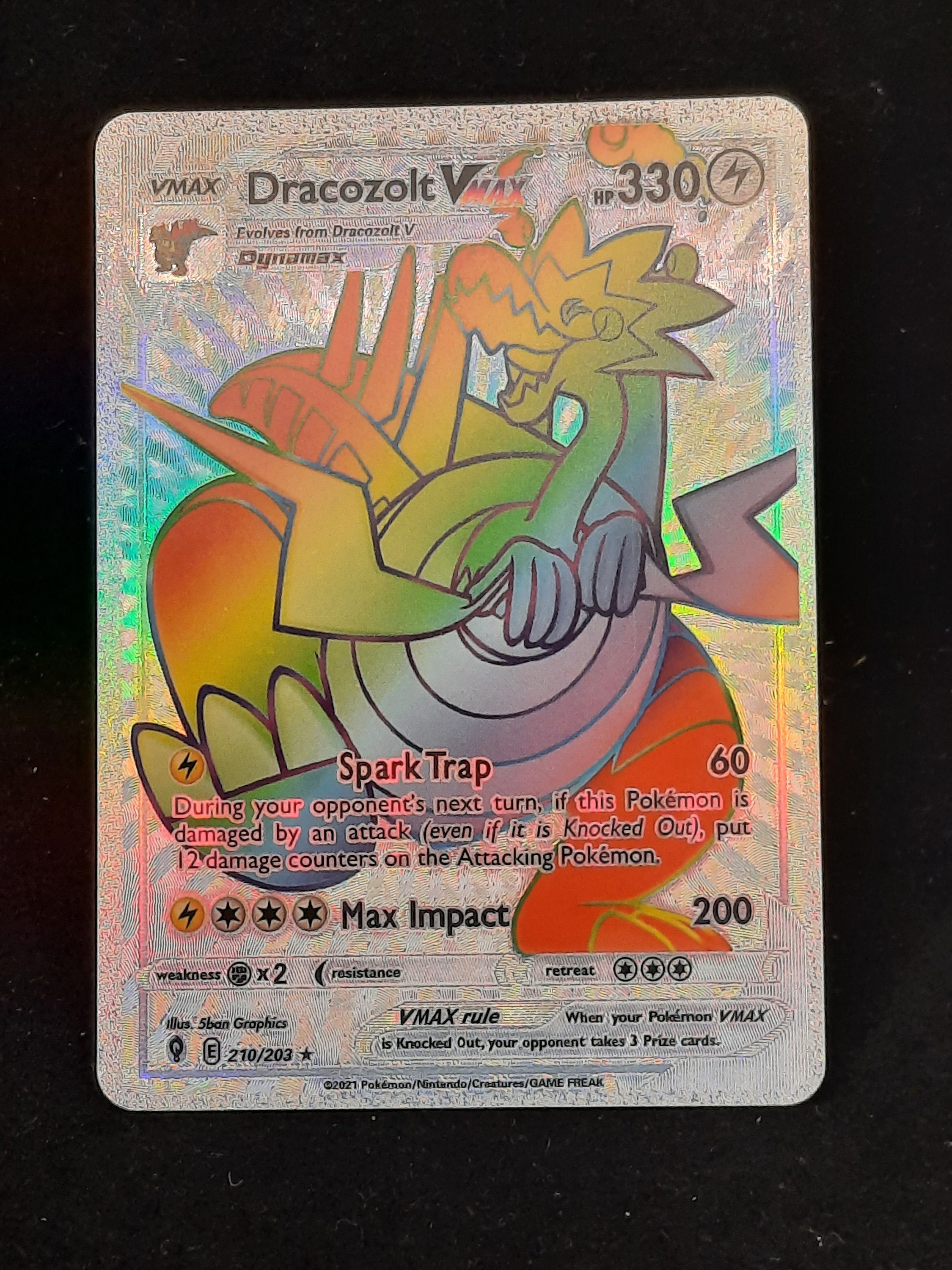 Dracozolt VMAX Rainbow Shiny Holographic UV Printed Plastic