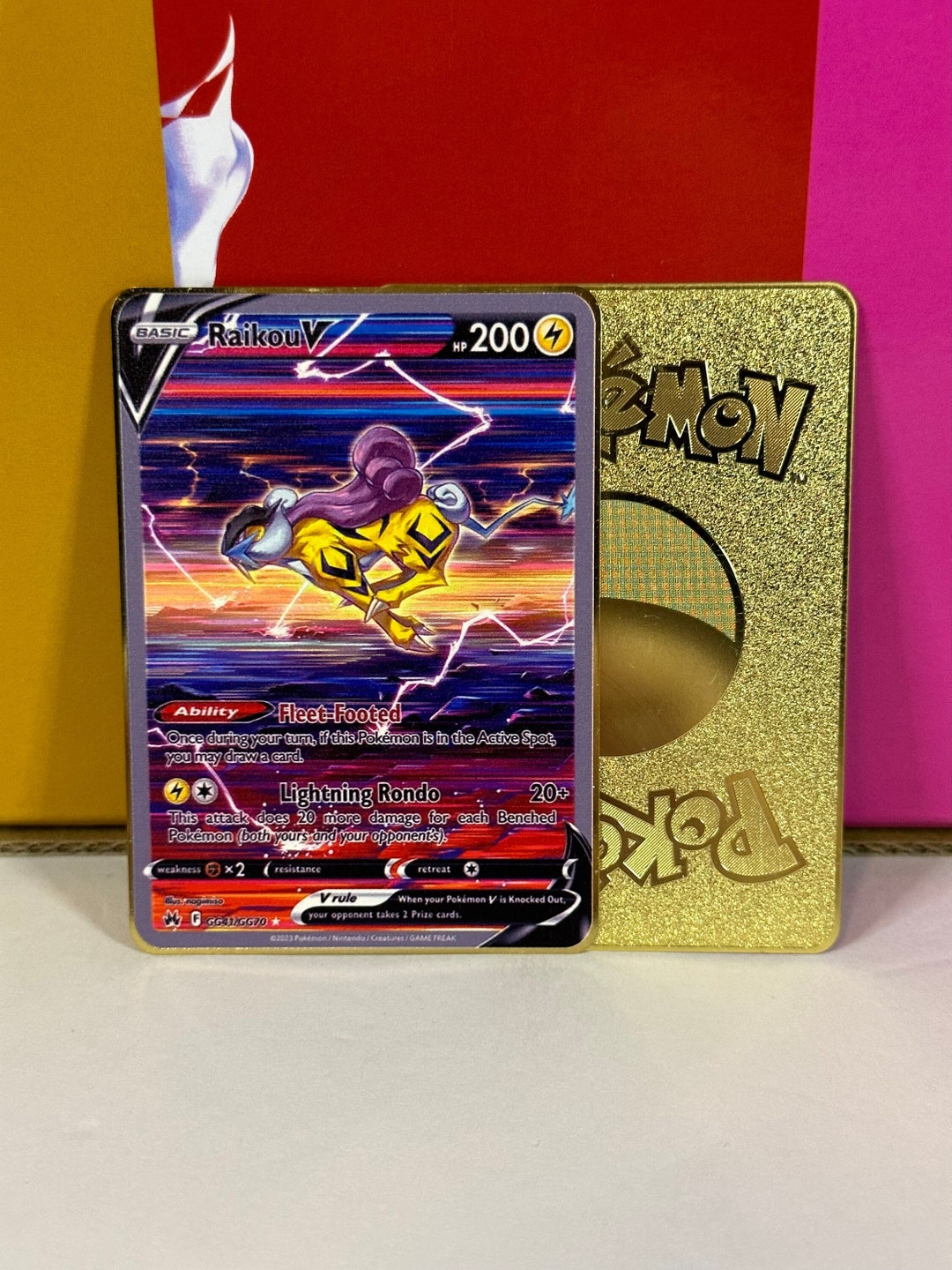 Raikou V Galarian Gallery Gold Metal Pokemon Card Etsy