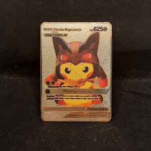 Pikachu Cosplay Mega Lucario Gold Metal Pokemon Card - Etsy