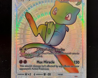 Mew VMAX Rainbow Shiny Holographic UV Printed Plastic Card