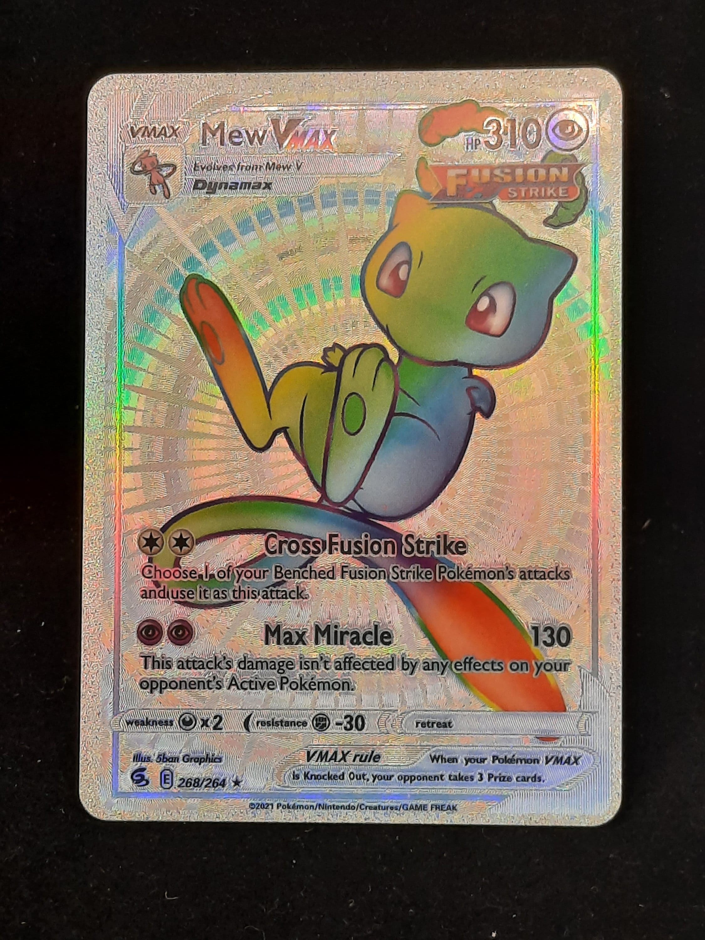Mew VMAX Rainbow Shiny Holographic UV Printed Plastic Card