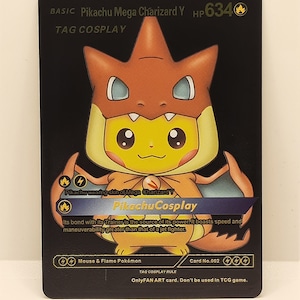 Cosplay Pikachu Mega Charizard Y Plastic Black UV Printed Pokemon