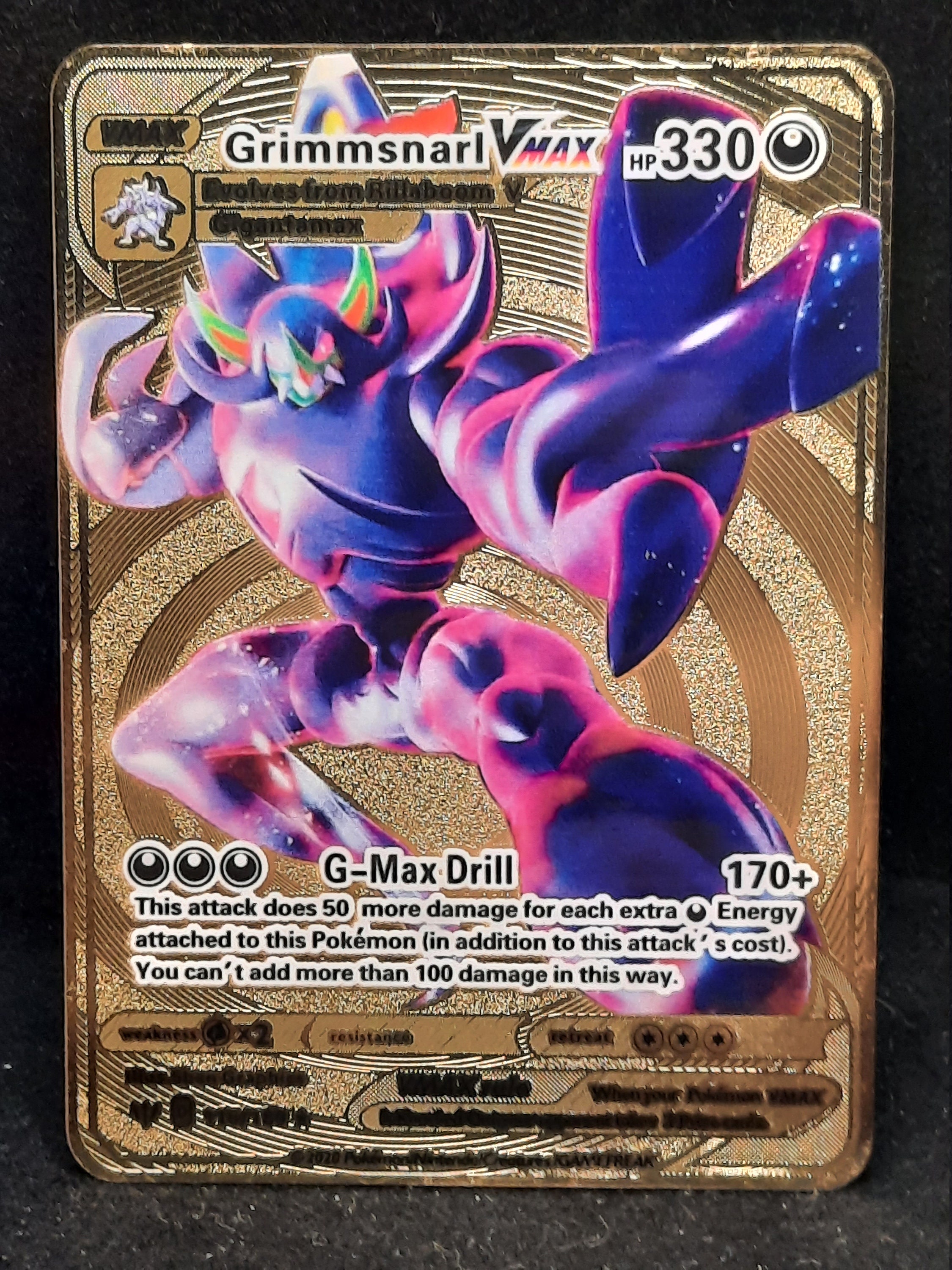 Grimmsnarl VMAX ポケモンカード　GOLD Grimmsnarl VMAX Metal Gold Foil Pokemon Card Fan Art Display Card