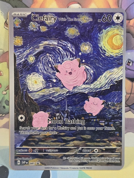 Clefairy With the Starry Night Gold Metal Pokemon Card Van Gogh - Etsy