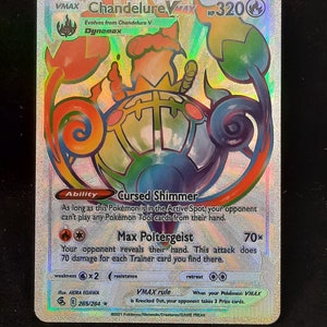 Chandelure VMAX Rainbow Shiny Holographic UV Printed Plastic Card