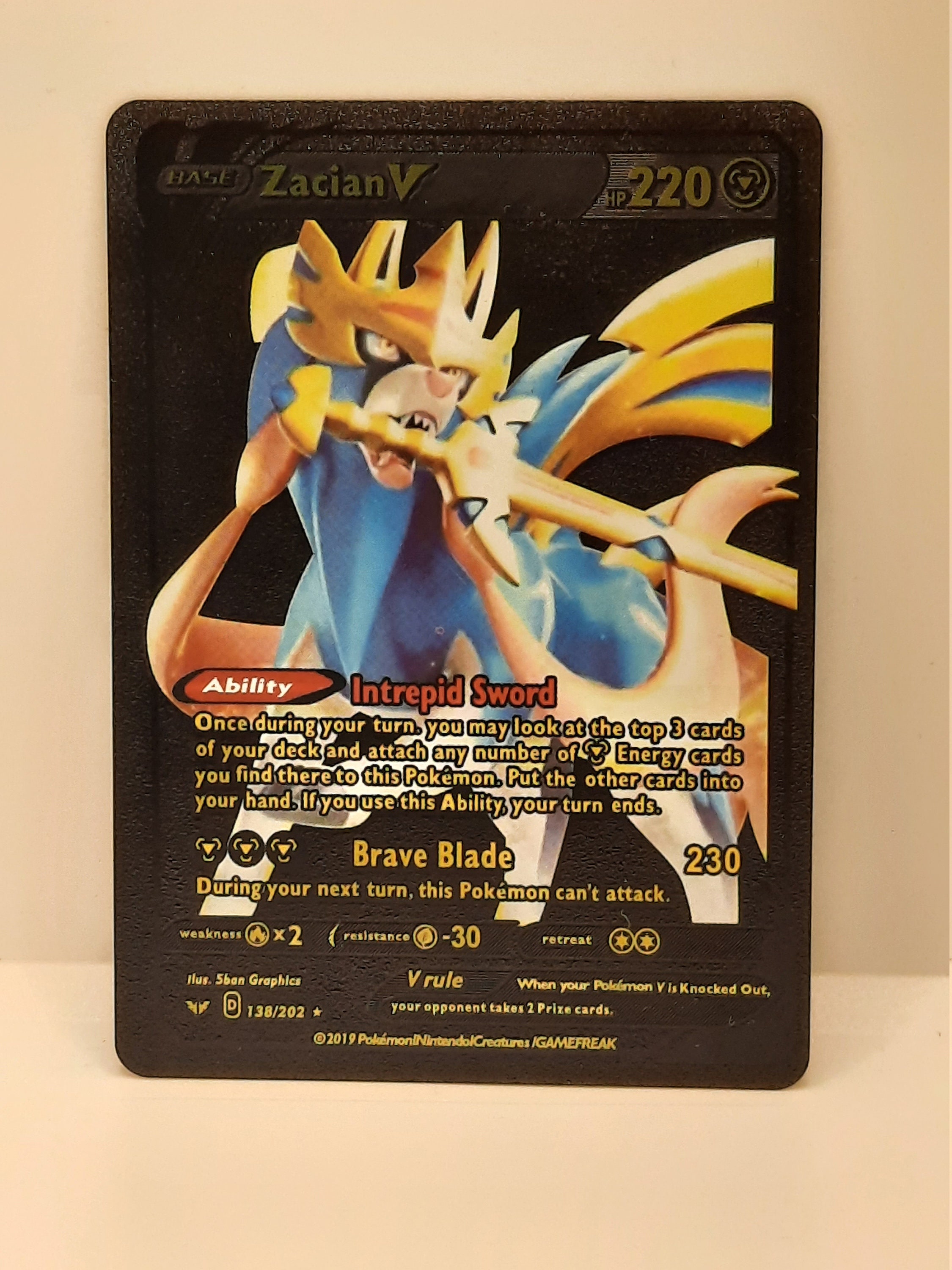 Zacian V Plastic Black UV Printed Pokemon Card