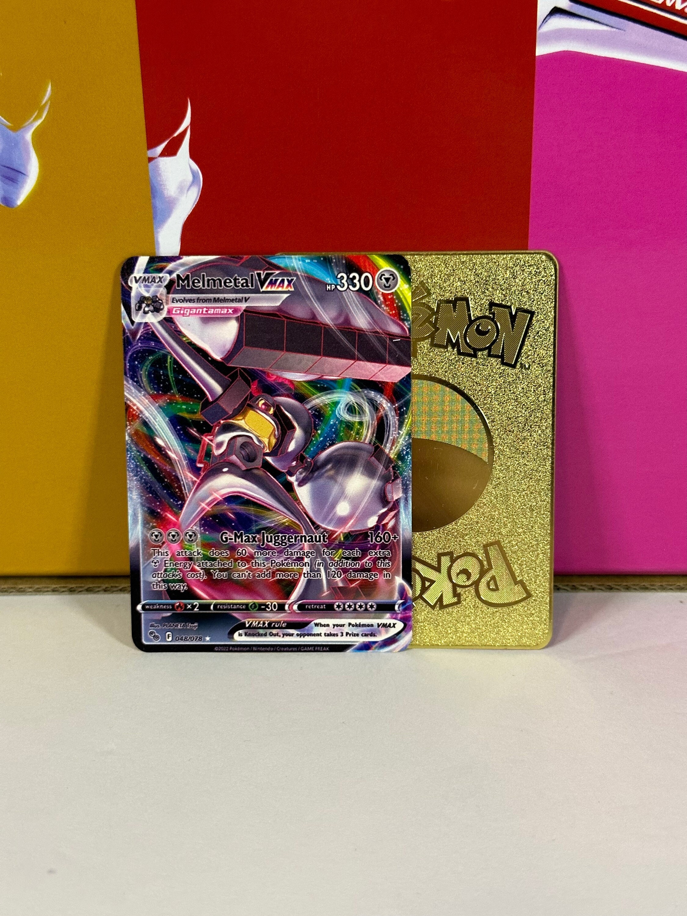 melmetal vmax pokemon card Pokmon TCG Pokmon GO 048/078 Holo Ultra Rare Max Juggernaut (160+) This attack does 60 more damage for each extra M Energy attached to this Pokmon (in addition to this attacks cost) Pokmon Card Melmetal VMAX 048/078