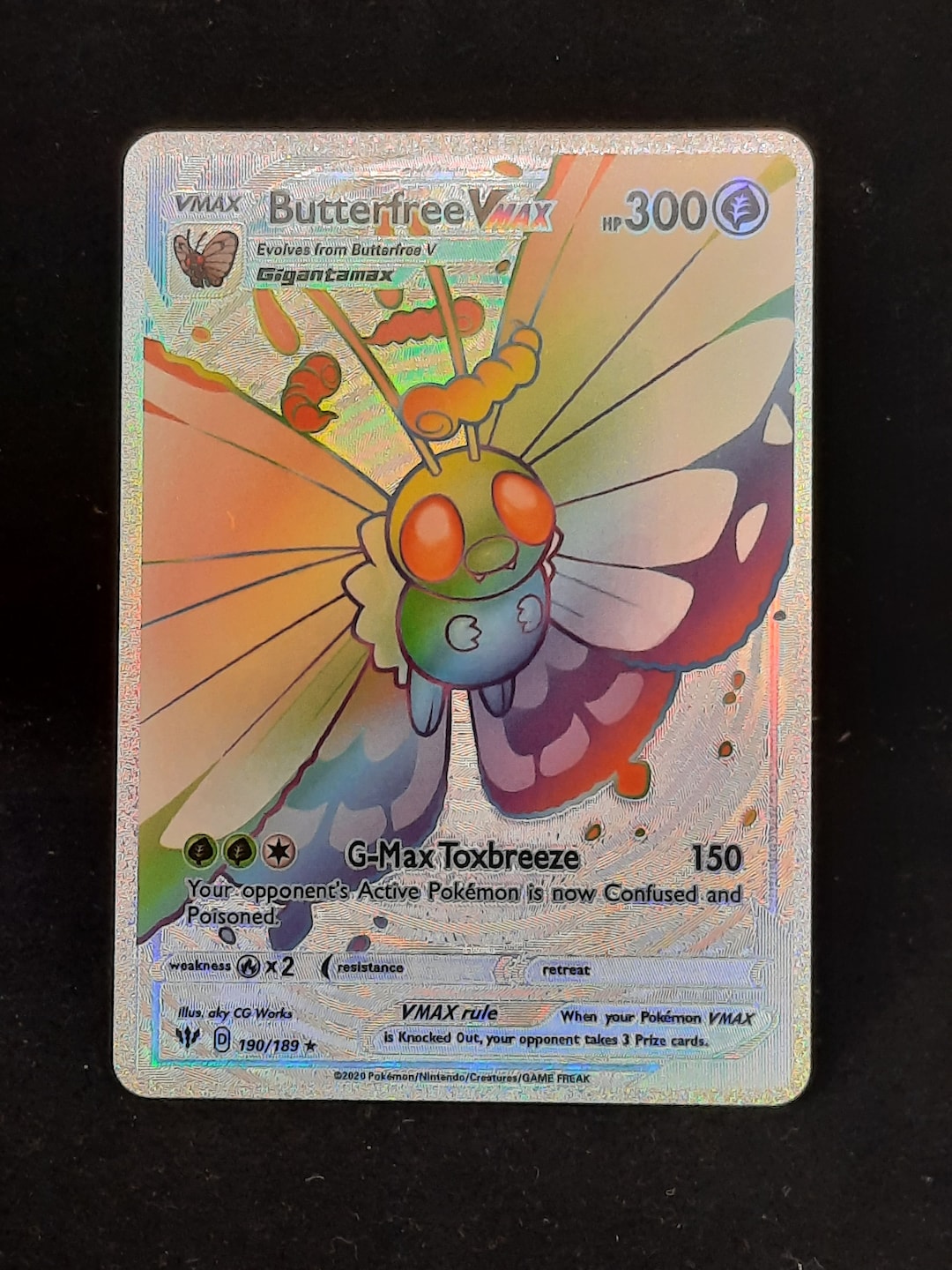 Butterfree VMAX Rainbow Shiny Holographic UV Printed Plastic Card - Etsy