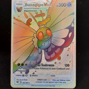 Butterfree VMAX Rainbow Shiny Holographic UV Printed Plastic Card