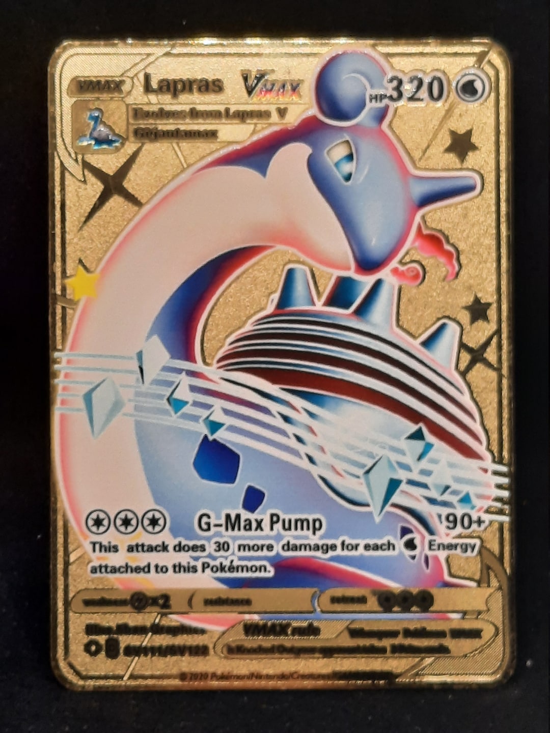 Lapras VMAX Shiny Gold Metal Pokemon Card Etsy