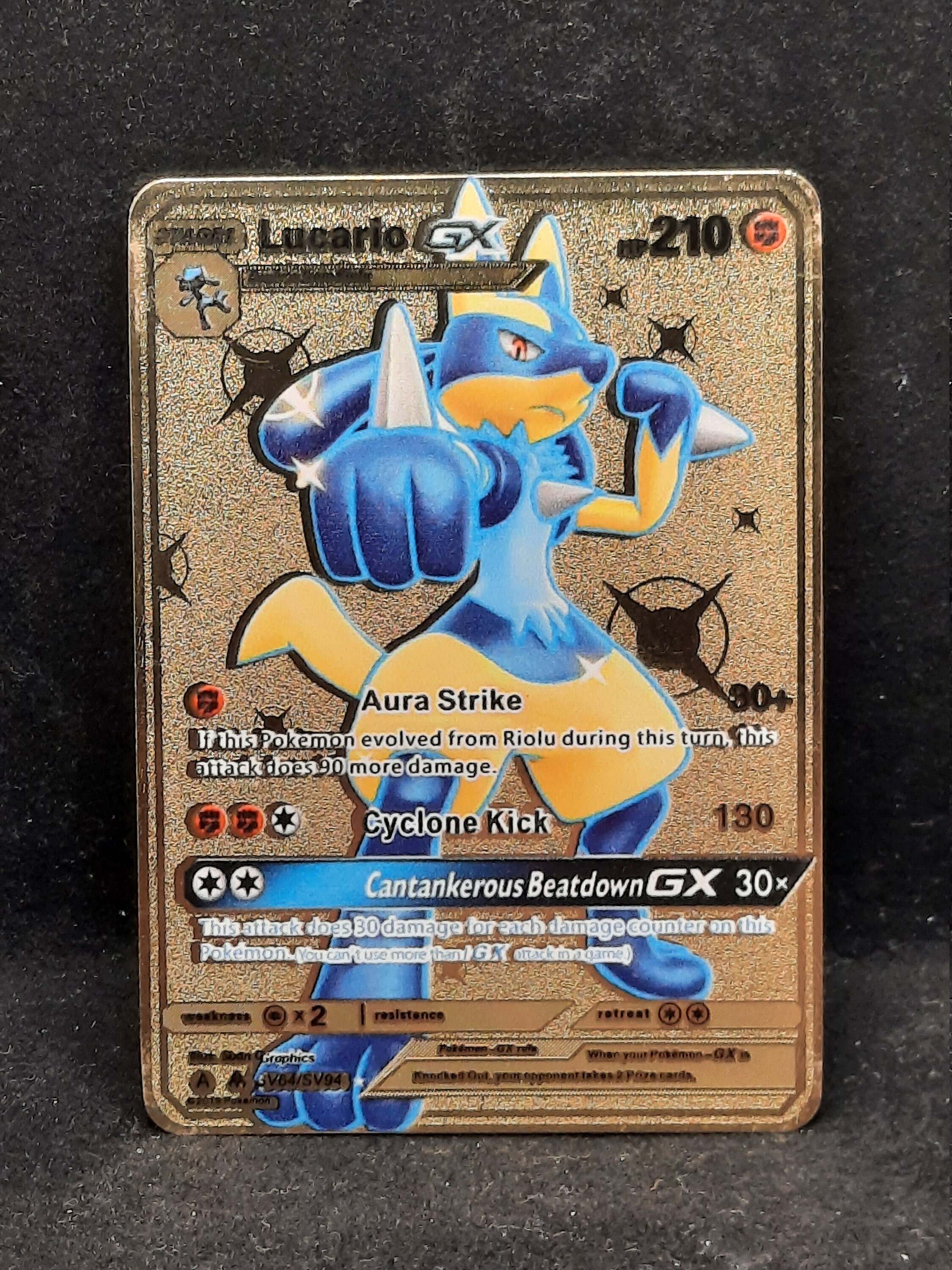 golden lucario pokemon card Congratulations to you mate!!! Mega ex has been pulled from the mega latias ex box in the alley. thank you for your trust and support and we are truly happy A collectible Pokmon TCG item perfect for collectors Lucario GX Shiny Gold Metal