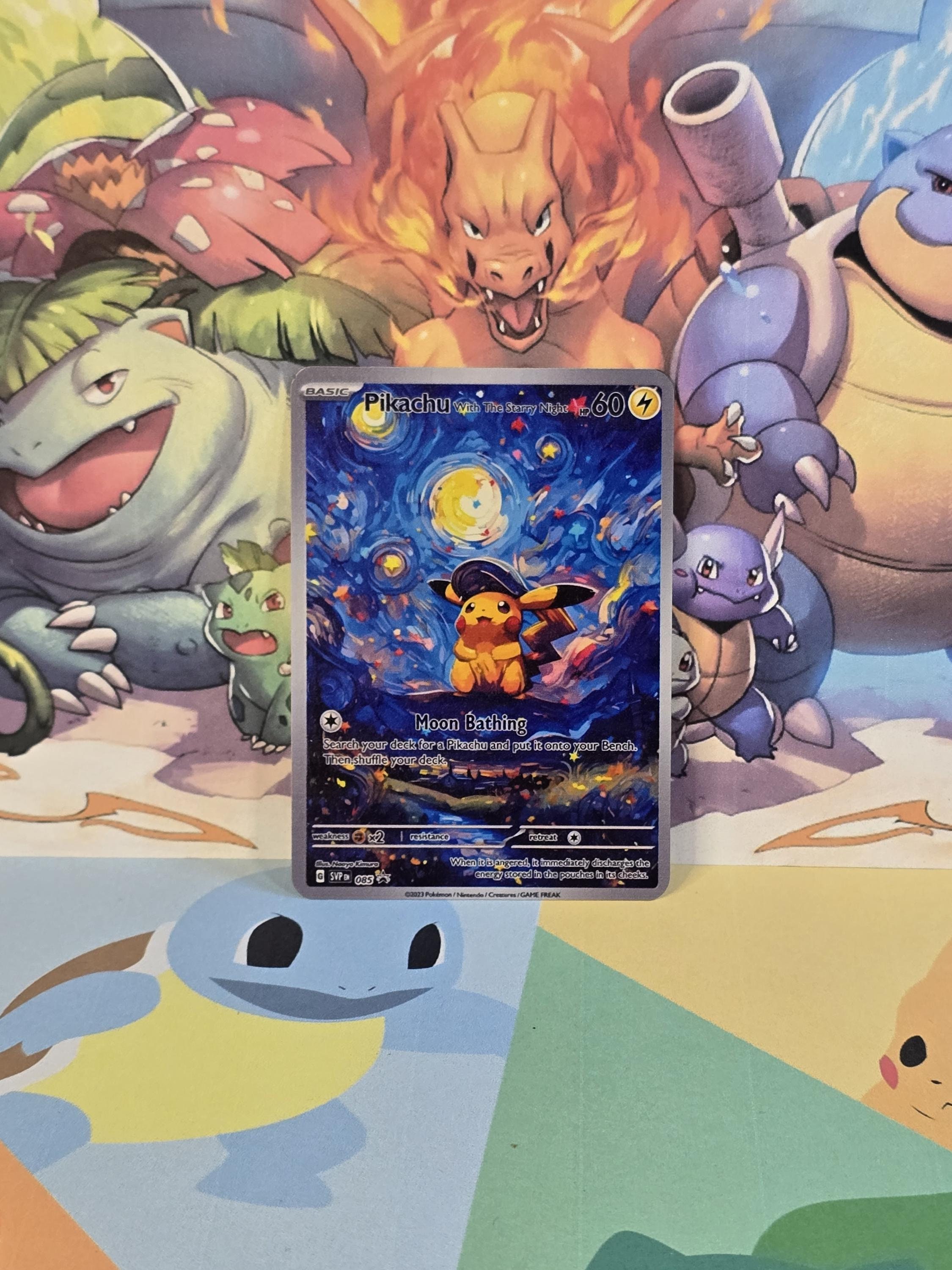 Pikachu With the Starry Night Gold Metal Pokemon Card Van Gogh