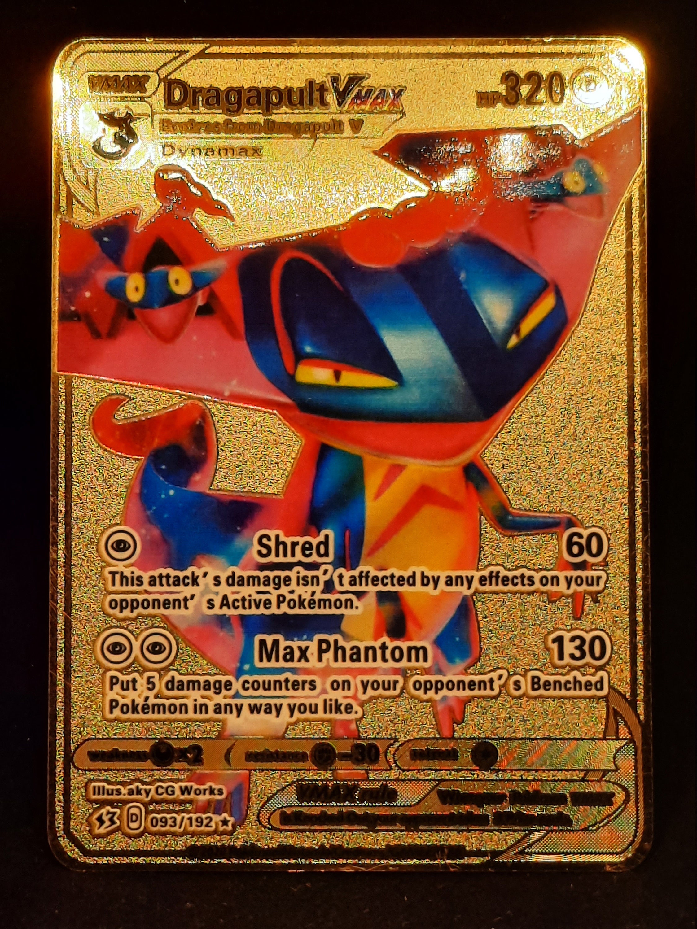 Cartes Pokémon en métal noir et or Vmax Gx, carte d'énergie