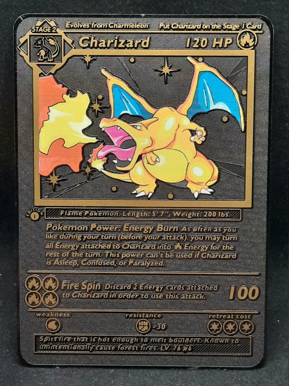 Charizard Base Set 1st Edition Black Gold Metal Pokemon Card