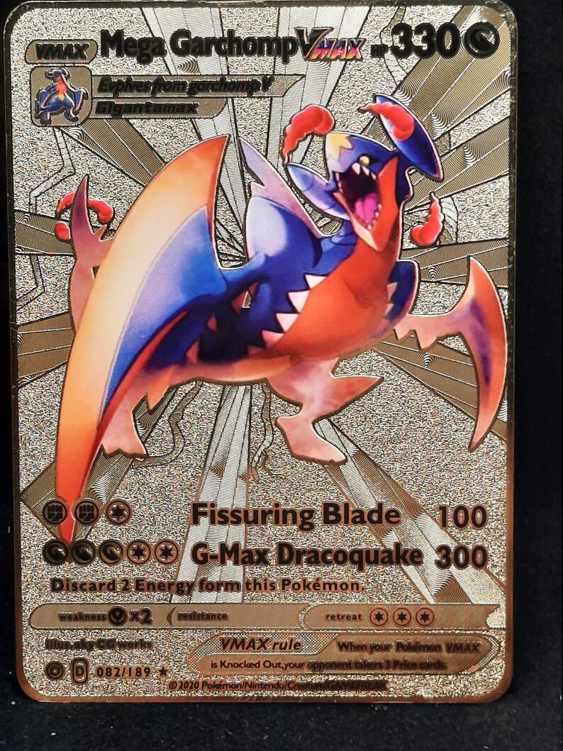 Mega Garchomp VMAX Gold Metal Pokemon Card Etsy Australia