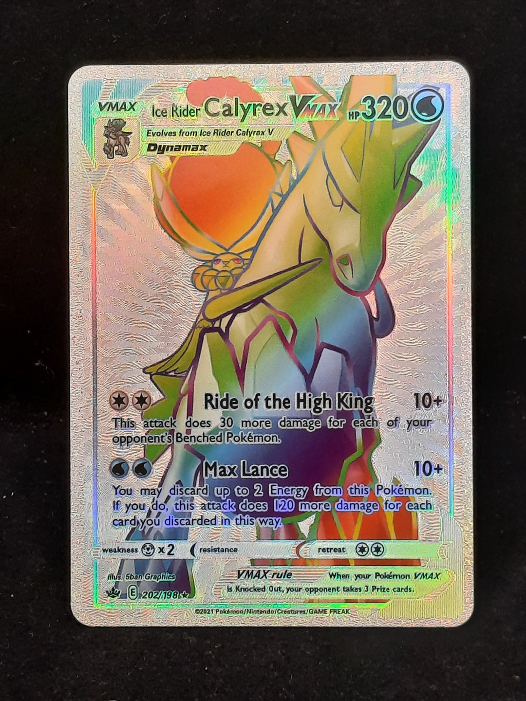 Ice Rider Calyrex VMAX Rainbow Shiny Holographic UV Printed Plastic Card -  Etsy