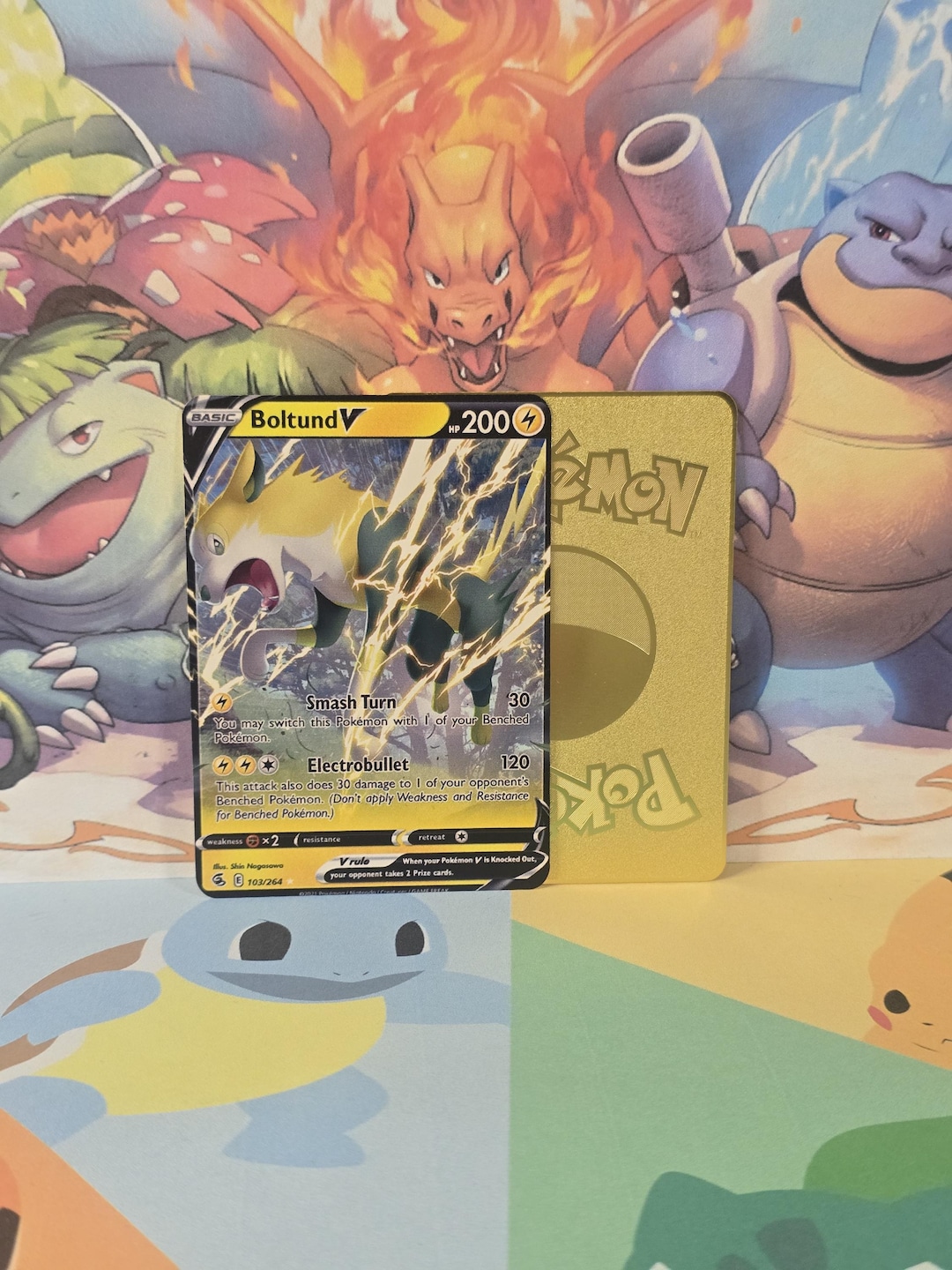 Boltund V Fusion Strike Gold Metal Pokemon Card - Etsy