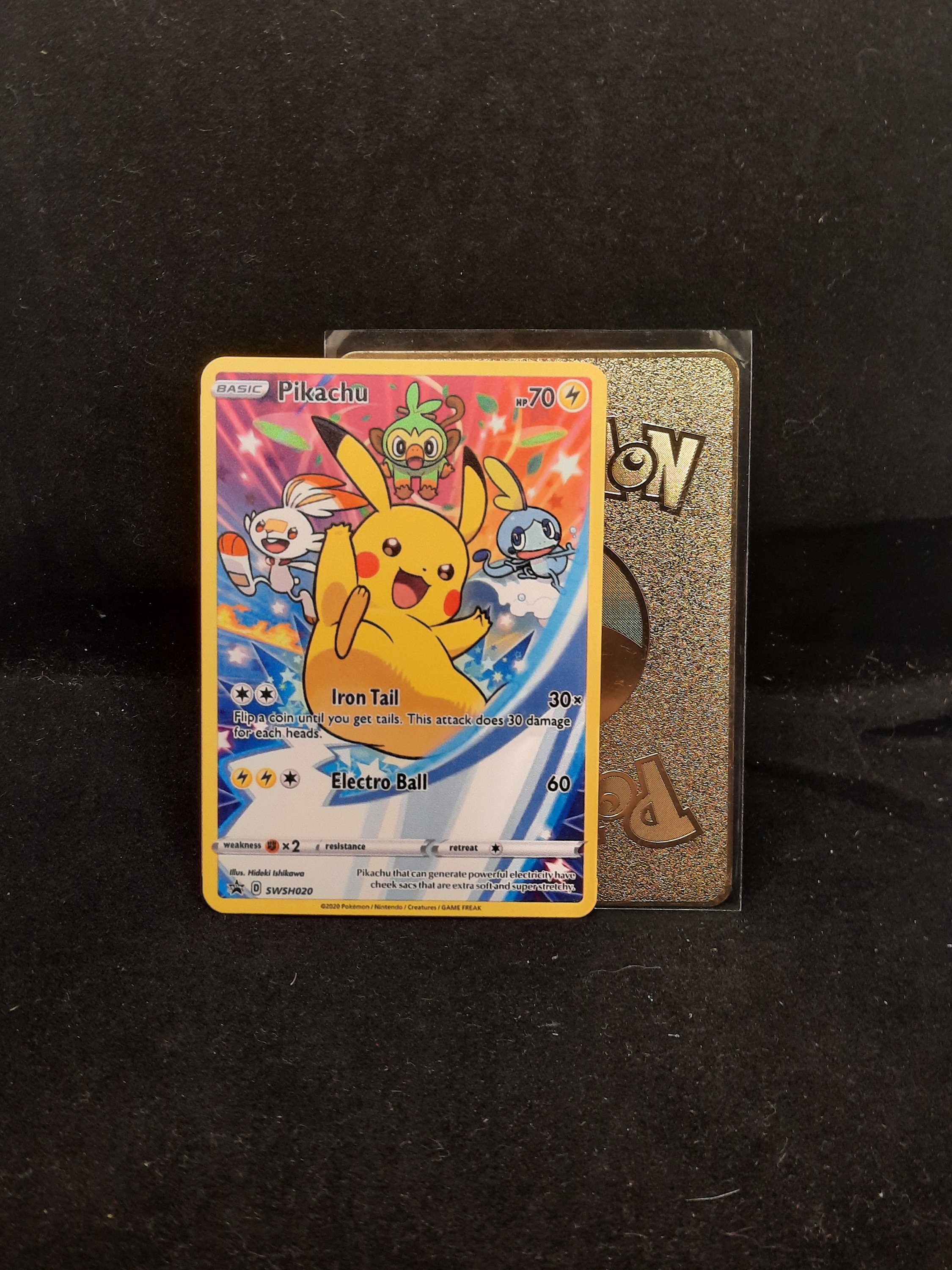 Pikachu SWSH020 Full Art Gold Metal Pokemon Card - Etsy Canada