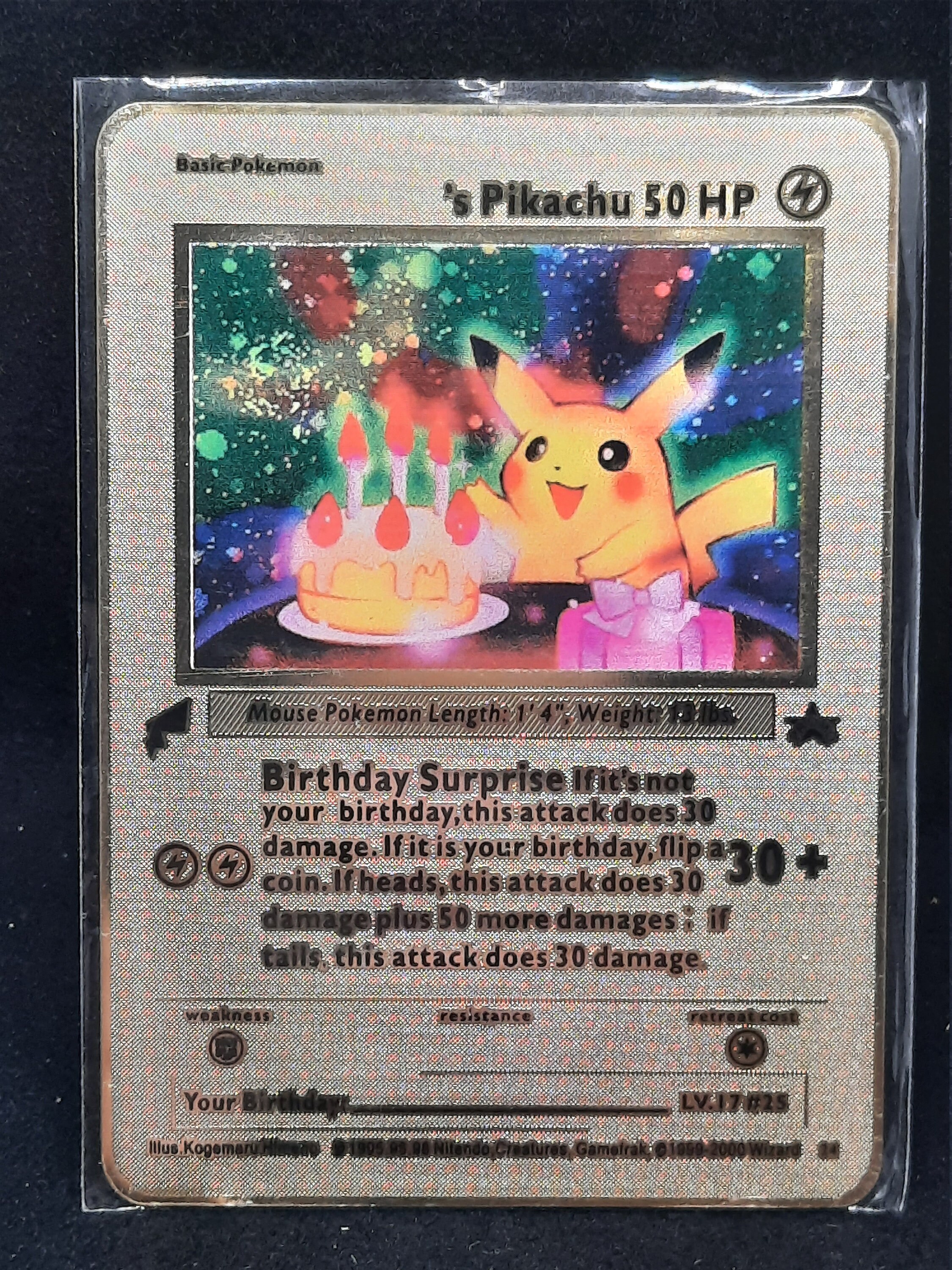 Birthday Pikachu Gold Metal Pokemon Card - Etsy Israel