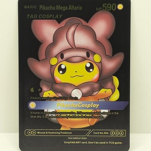 Cosplay Pikachu Mega Altaria Plastic Black UV Printed Pokemon Card