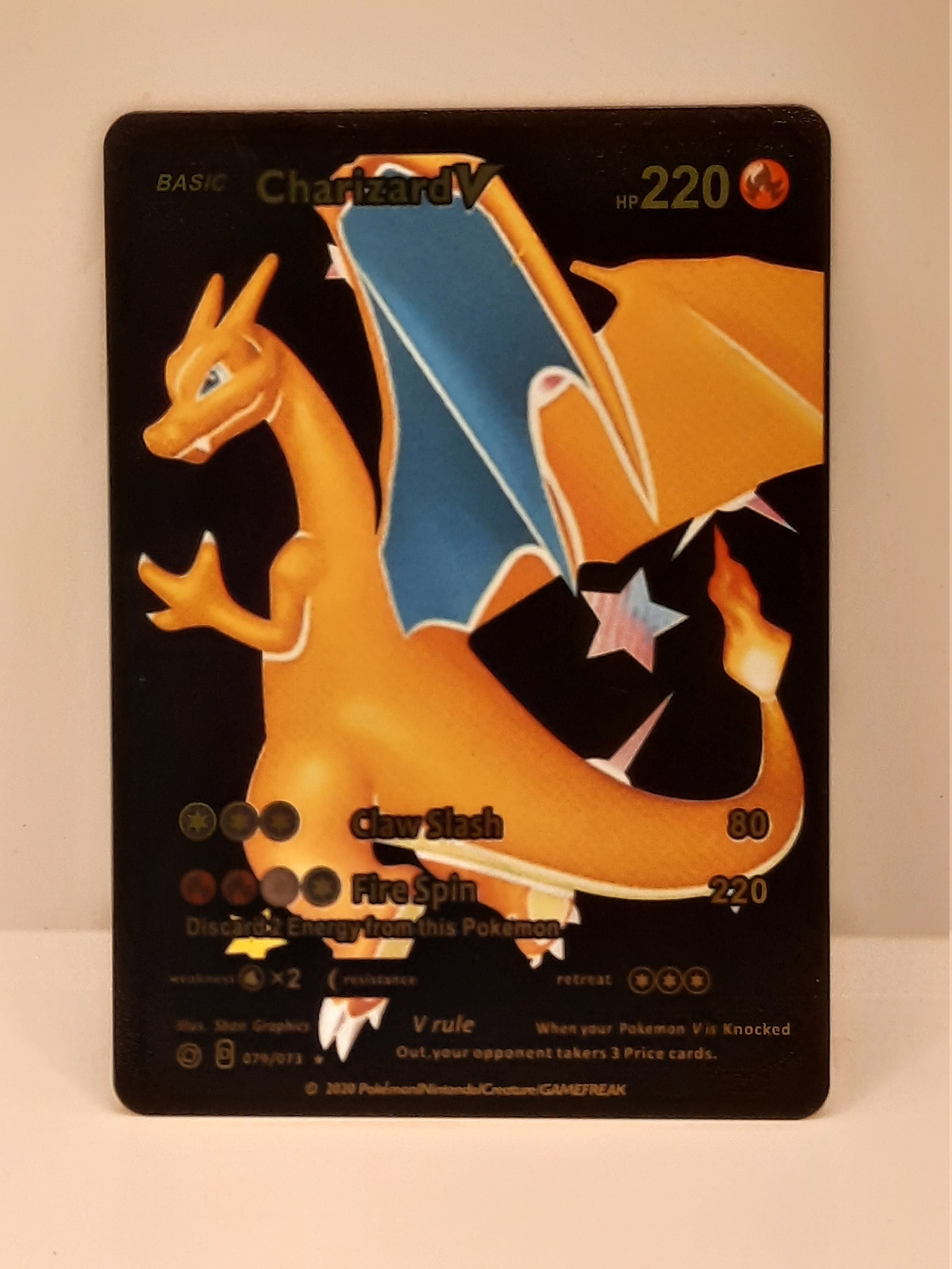Carta Pokémon Customizada Charizard V Shiny Metal Dourado