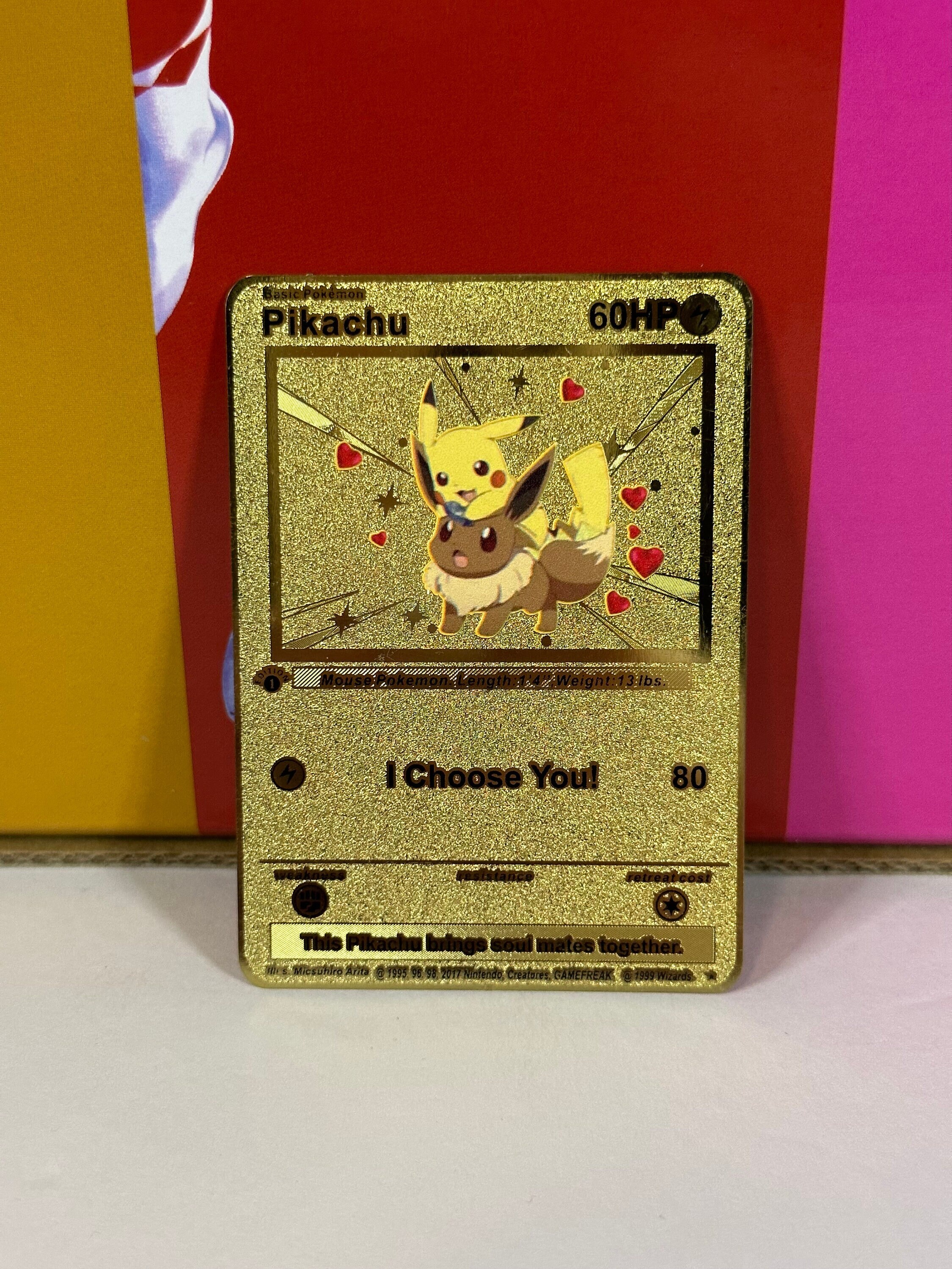 Pokemon Gold METAL Custom Card: I Choose You Pikachu & Eevee! An Amazing  Gift With FREE SHIPPING! - Card Games, Facebook Marketplace