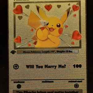 Veux-tu m'épouser Pikachu ? Carte Pokémon en métal doré pour mariage romantique