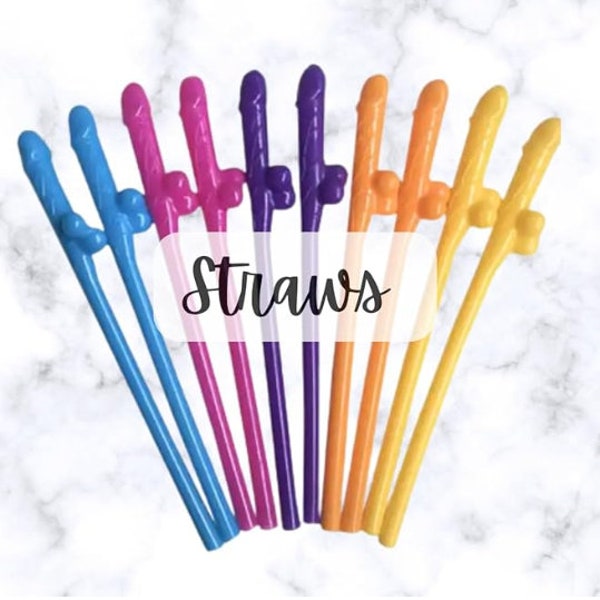 Adult Novelty Party Brightly Coloured Willy Straws Adult Novelty Party Favors